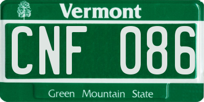 VT license plate CNF086