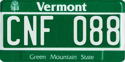 VT license plate CNF088
