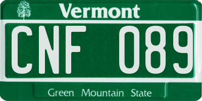 VT license plate CNF089