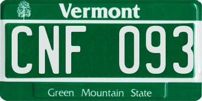 VT license plate CNF093