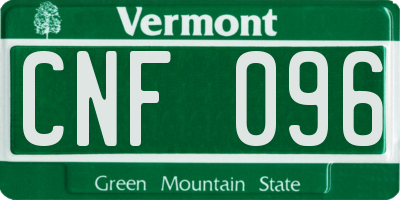 VT license plate CNF096