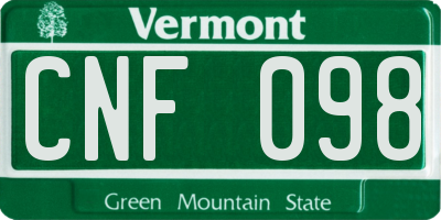 VT license plate CNF098