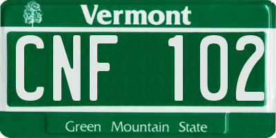 VT license plate CNF102