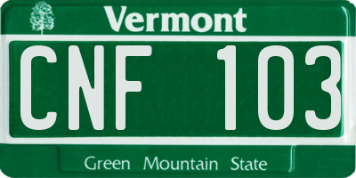 VT license plate CNF103