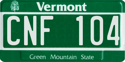 VT license plate CNF104
