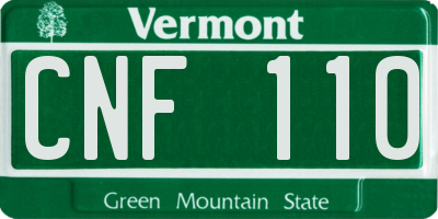 VT license plate CNF110