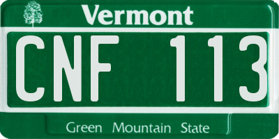 VT license plate CNF113