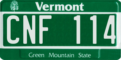 VT license plate CNF114