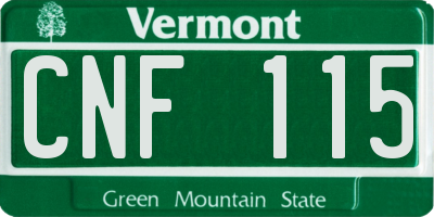 VT license plate CNF115
