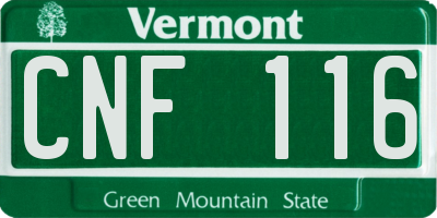VT license plate CNF116