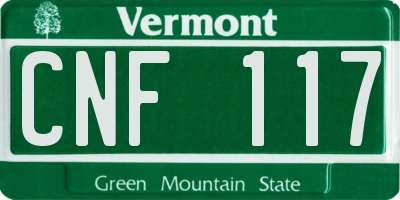 VT license plate CNF117
