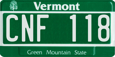 VT license plate CNF118