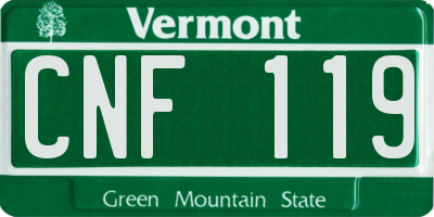 VT license plate CNF119