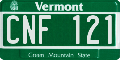 VT license plate CNF121