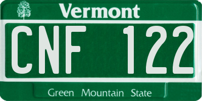 VT license plate CNF122
