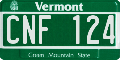 VT license plate CNF124