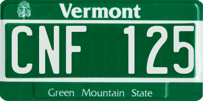 VT license plate CNF125