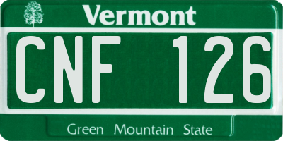 VT license plate CNF126