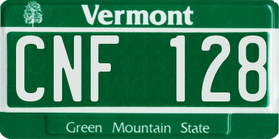 VT license plate CNF128