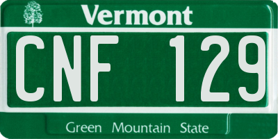VT license plate CNF129