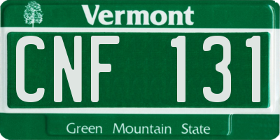 VT license plate CNF131