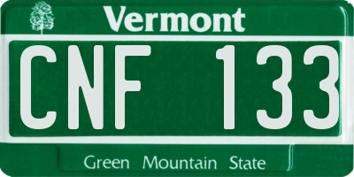 VT license plate CNF133