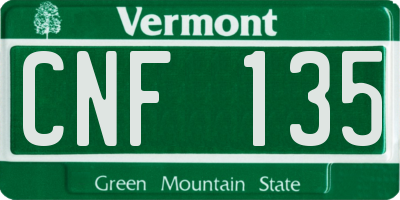 VT license plate CNF135