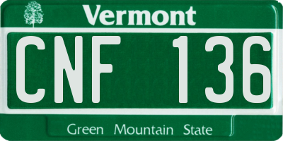 VT license plate CNF136