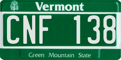 VT license plate CNF138