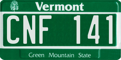 VT license plate CNF141