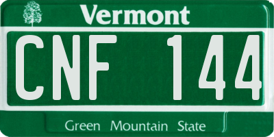 VT license plate CNF144