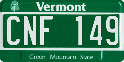 VT license plate CNF149