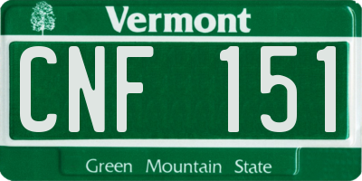 VT license plate CNF151