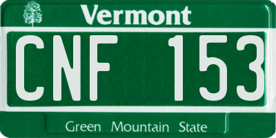VT license plate CNF153