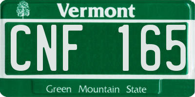 VT license plate CNF165