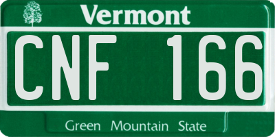 VT license plate CNF166