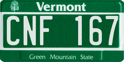 VT license plate CNF167