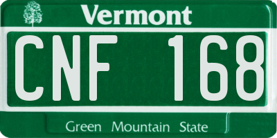 VT license plate CNF168