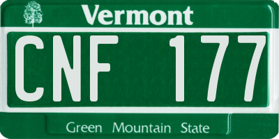VT license plate CNF177