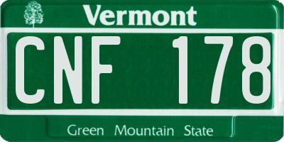 VT license plate CNF178
