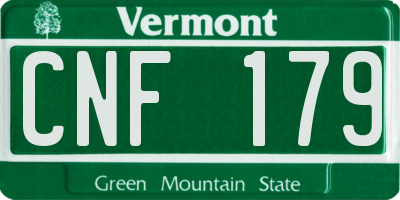VT license plate CNF179
