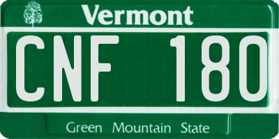 VT license plate CNF180