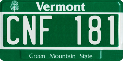 VT license plate CNF181