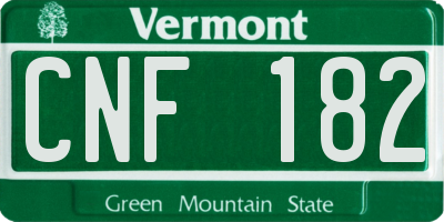 VT license plate CNF182