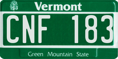 VT license plate CNF183