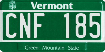 VT license plate CNF185
