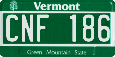 VT license plate CNF186