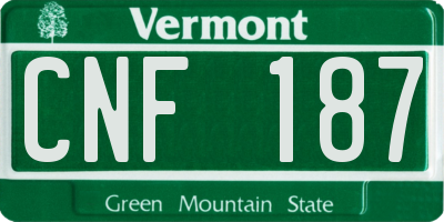 VT license plate CNF187