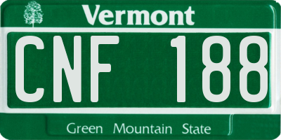 VT license plate CNF188