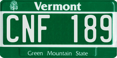VT license plate CNF189